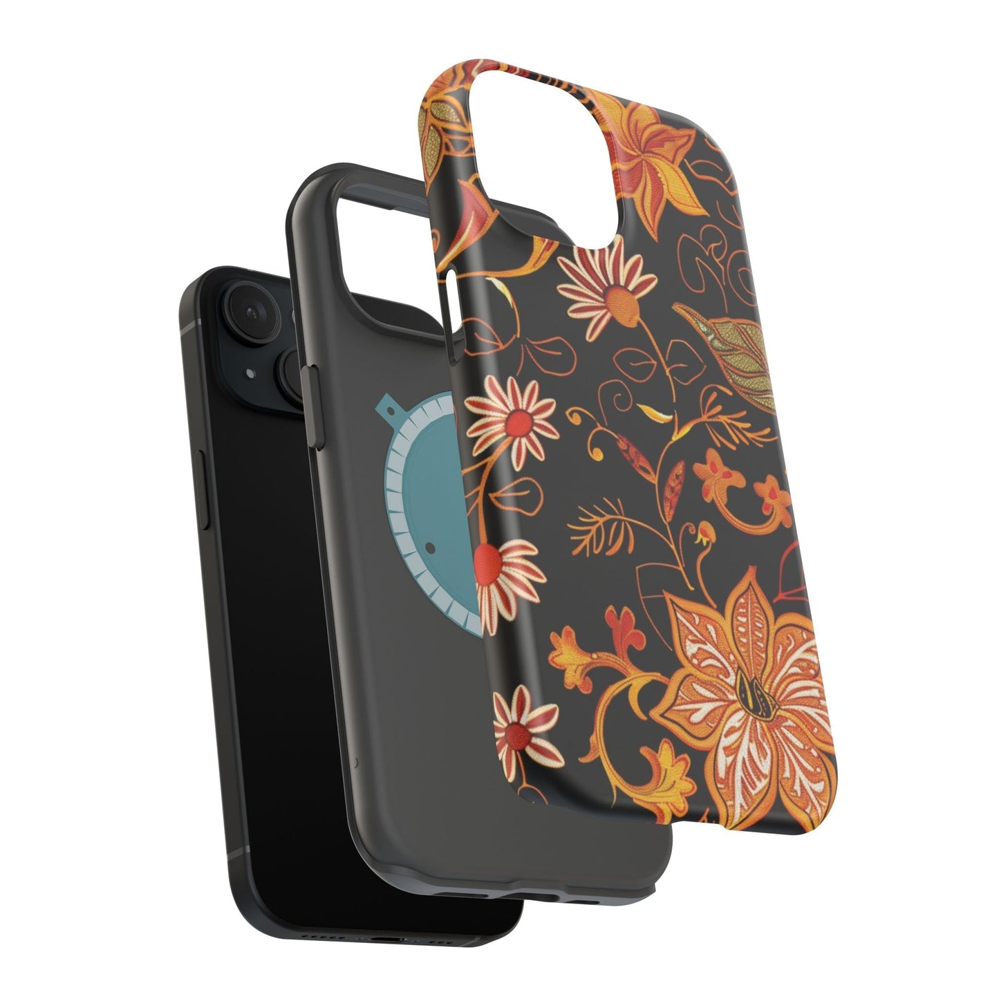 Floral Foil Magnetic Phone Case — Impact - Resistant Autumn Blooms - DIGITAL X