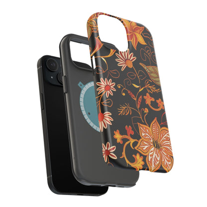 Floral Foil Magnetic Phone Case — Impact - Resistant Autumn Blooms - DIGITAL X