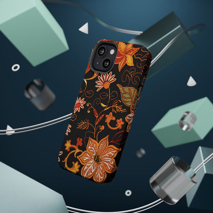 Floral Foil Magnetic Phone Case — Impact - Resistant Autumn Blooms - DIGITAL X