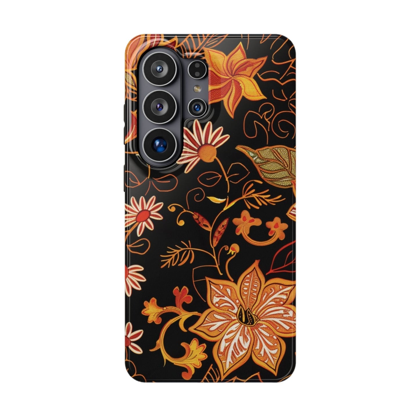 Floral Foil Magnetic Phone Case — Impact - Resistant Autumn Blooms - DIGITAL X