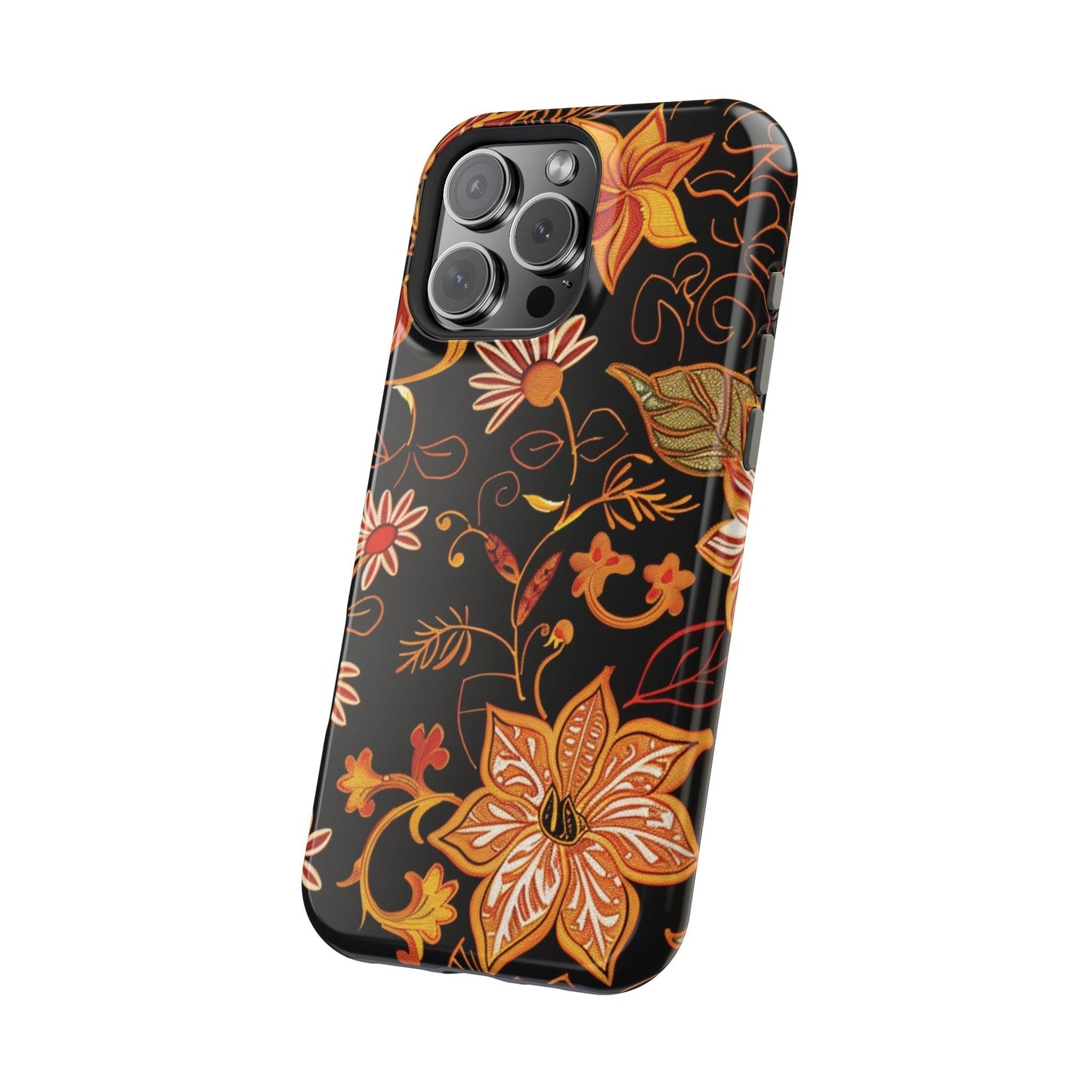 Floral Foil Magnetic Phone Case — Impact - Resistant Autumn Blooms - DIGITAL X
