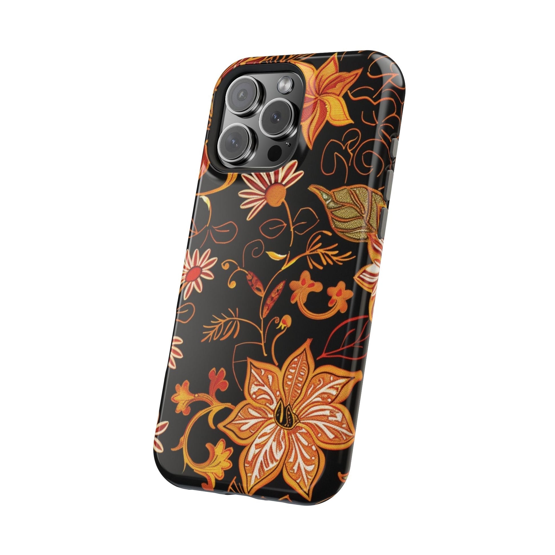 Floral Foil Magnetic Phone Case — Impact - Resistant Autumn Blooms - DIGITAL X