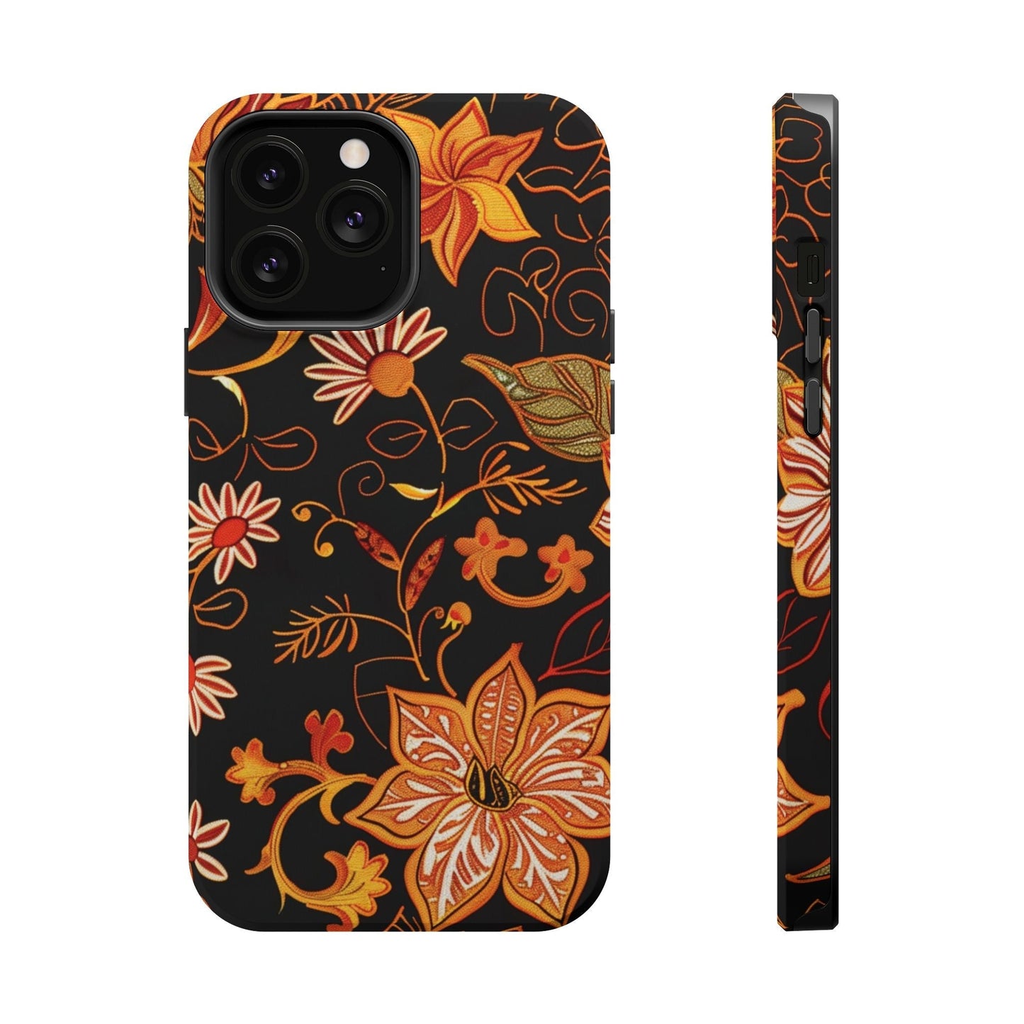 Floral Foil Magnetic Phone Case — Impact - Resistant Autumn Blooms - DIGITAL X