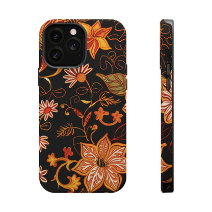 Floral Foil Magnetic Phone Case — Impact - Resistant Autumn Blooms - DIGITAL X