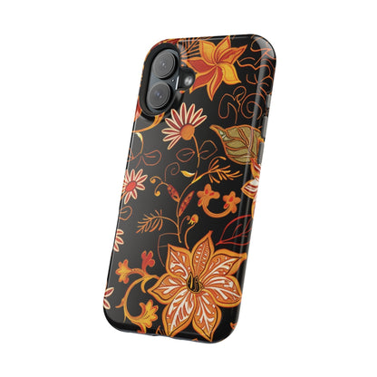 Floral Foil Magnetic Phone Case — Impact - Resistant Autumn Blooms - DIGITAL X
