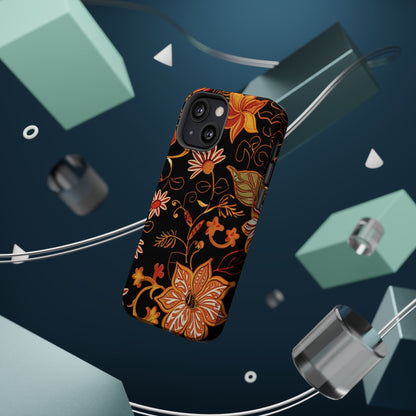 Floral Foil Magnetic Phone Case — Impact - Resistant Autumn Blooms - DIGITAL X