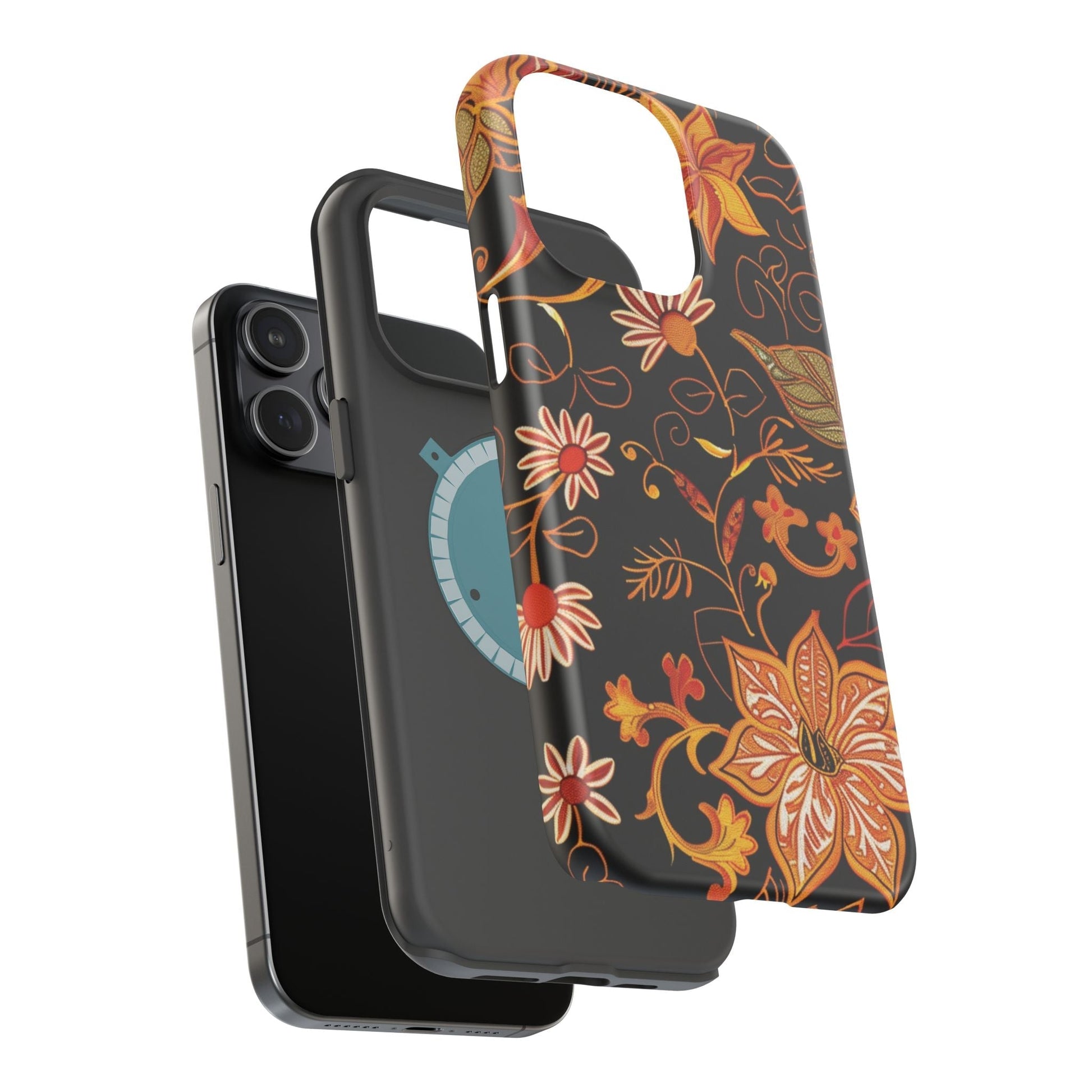Floral Foil Magnetic Phone Case — Impact - Resistant Autumn Blooms - DIGITAL X