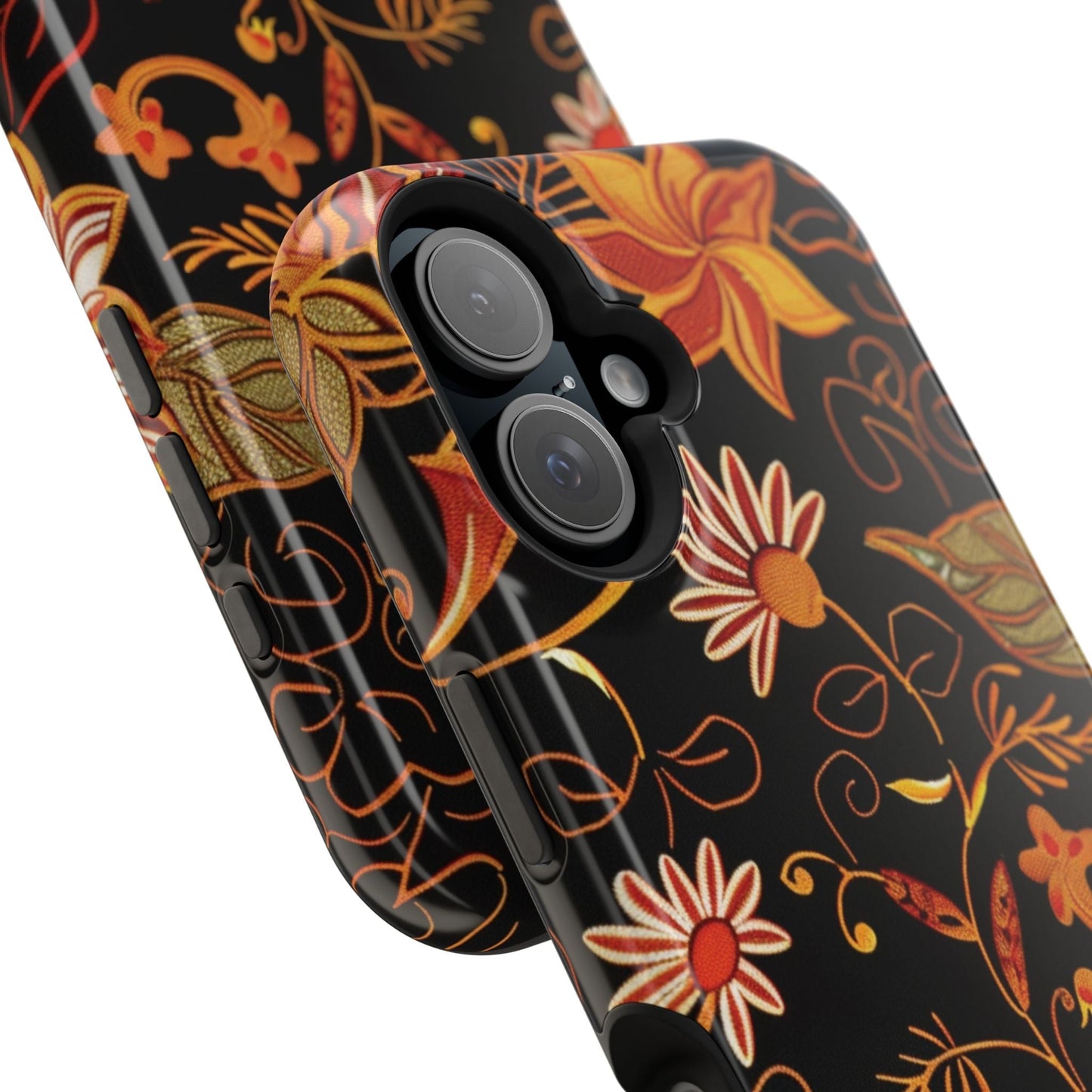 Floral Foil Magnetic Phone Case — Impact - Resistant Autumn Blooms - DIGITAL X