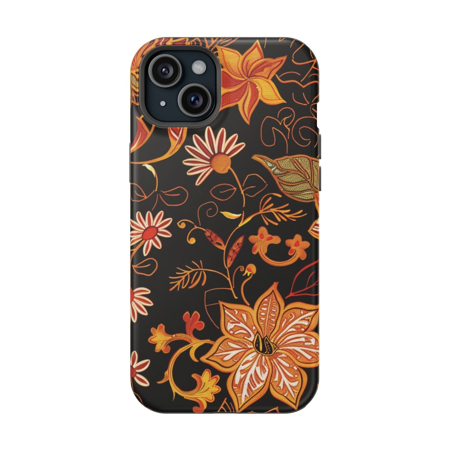 Floral Foil Magnetic Phone Case — Impact - Resistant Autumn Blooms - DIGITAL X
