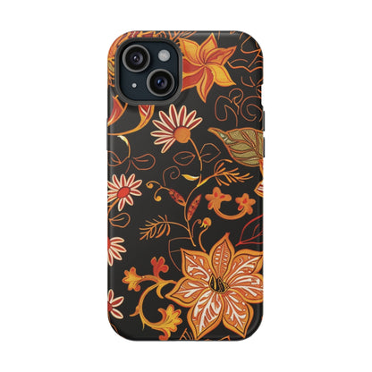 Floral Foil Magnetic Phone Case — Impact - Resistant Autumn Blooms - DIGITAL X