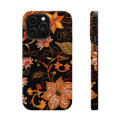 Floral Foil Magnetic Phone Case — Impact - Resistant Autumn Blooms - DIGITAL X