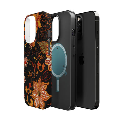 Floral Foil Magnetic Phone Case — Impact - Resistant Autumn Blooms - DIGITAL X