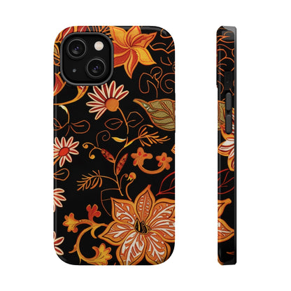 Floral Foil Magnetic Phone Case — Impact - Resistant Autumn Blooms - DIGITAL X