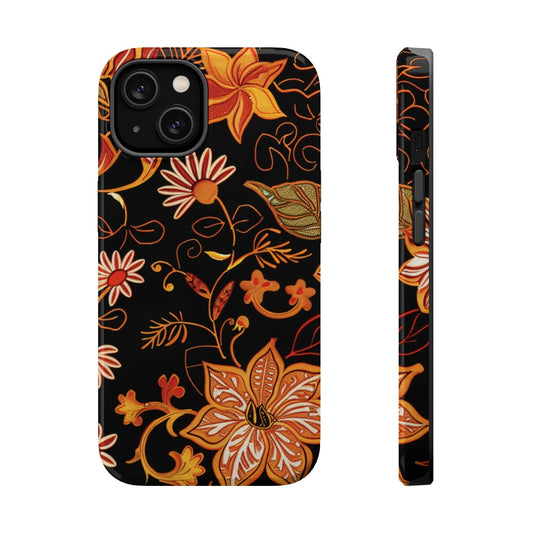 Floral Foil Magnetic Phone Case — Impact - Resistant Autumn Blooms - DIGITAL X