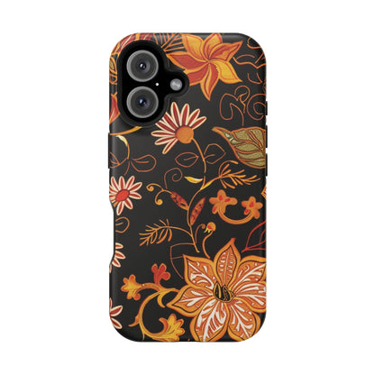 Floral Foil Magnetic Phone Case — Impact - Resistant Autumn Blooms - DIGITAL X
