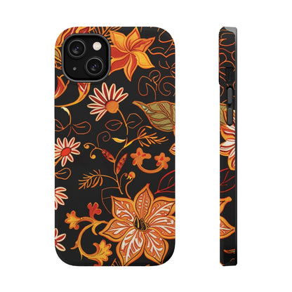 Floral Foil Magnetic Phone Case — Impact - Resistant Autumn Blooms - DIGITAL X