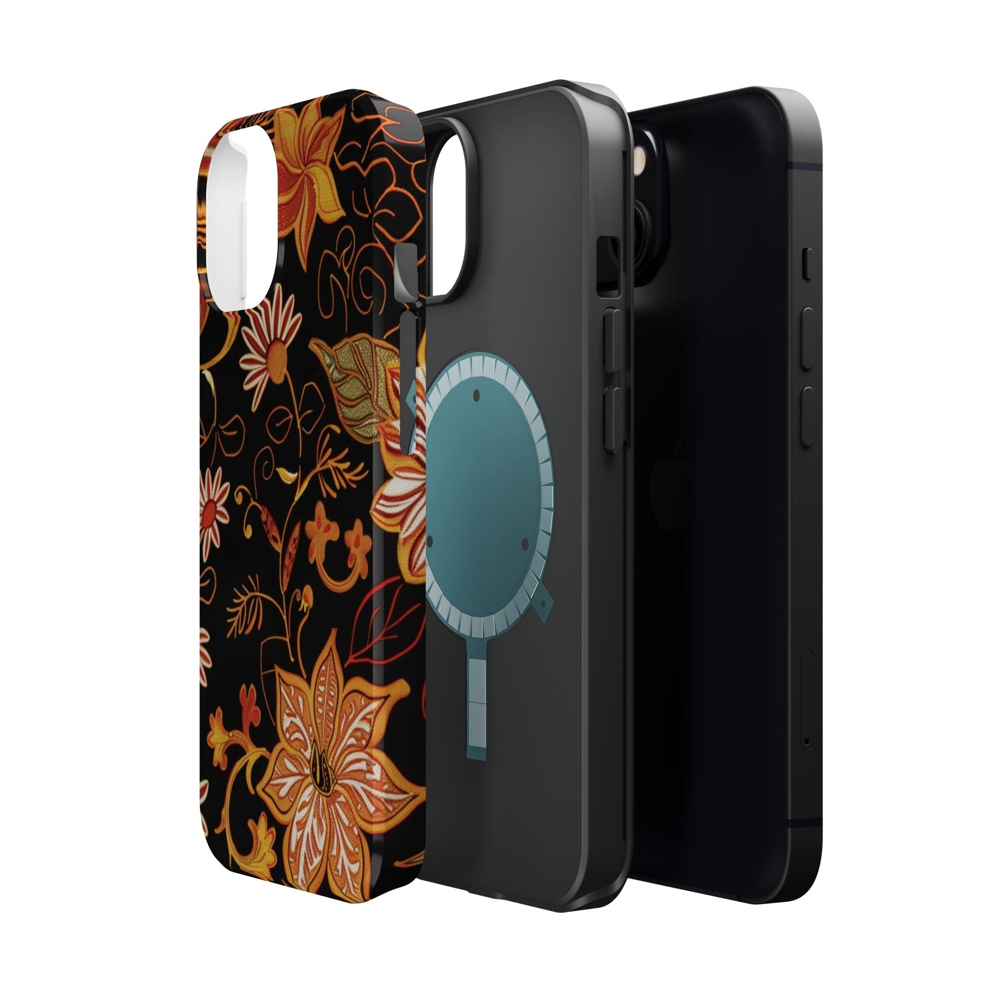 Floral Foil Magnetic Phone Case — Impact - Resistant Autumn Blooms - DIGITAL X