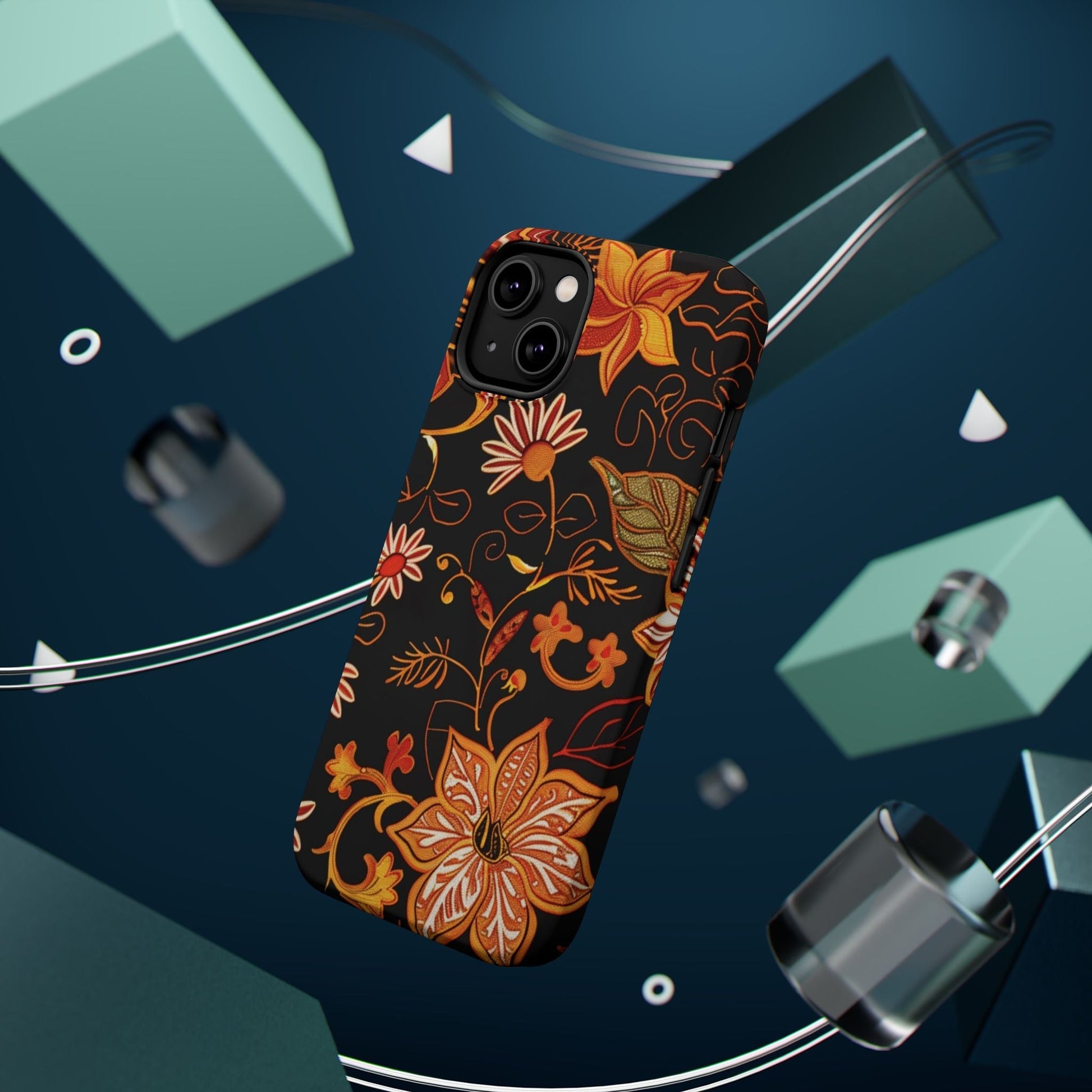 Floral Foil Magnetic Phone Case — Impact - Resistant Autumn Blooms - DIGITAL X