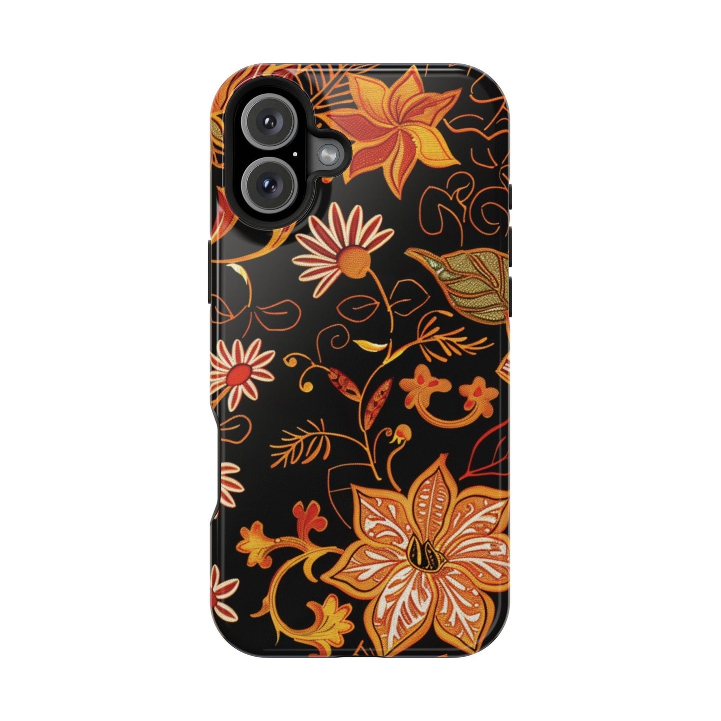 Floral Foil Magnetic Phone Case — Impact - Resistant Autumn Blooms - DIGITAL X