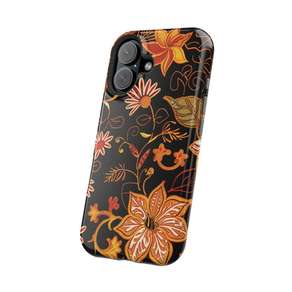 Floral Foil Magnetic Phone Case — Impact - Resistant Autumn Blooms - DIGITAL X
