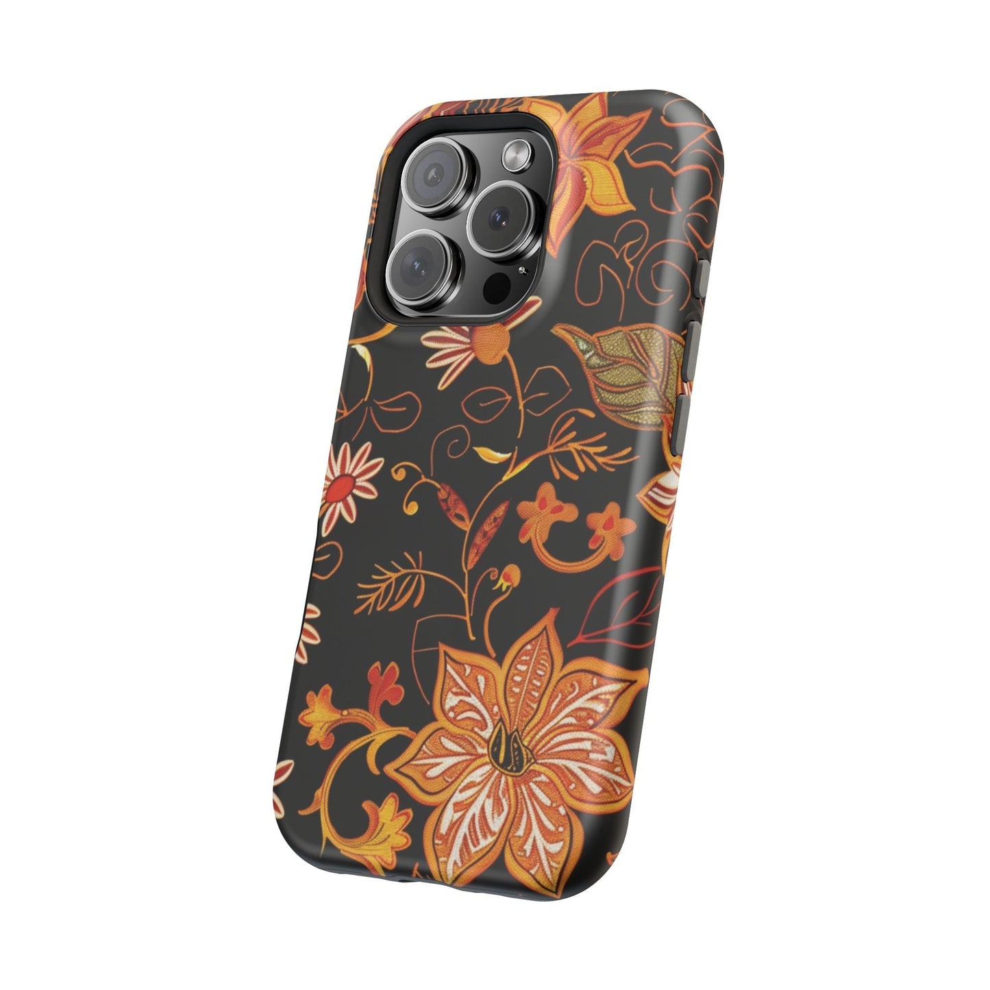 Floral Foil Magnetic Phone Case — Impact - Resistant Autumn Blooms - DIGITAL X