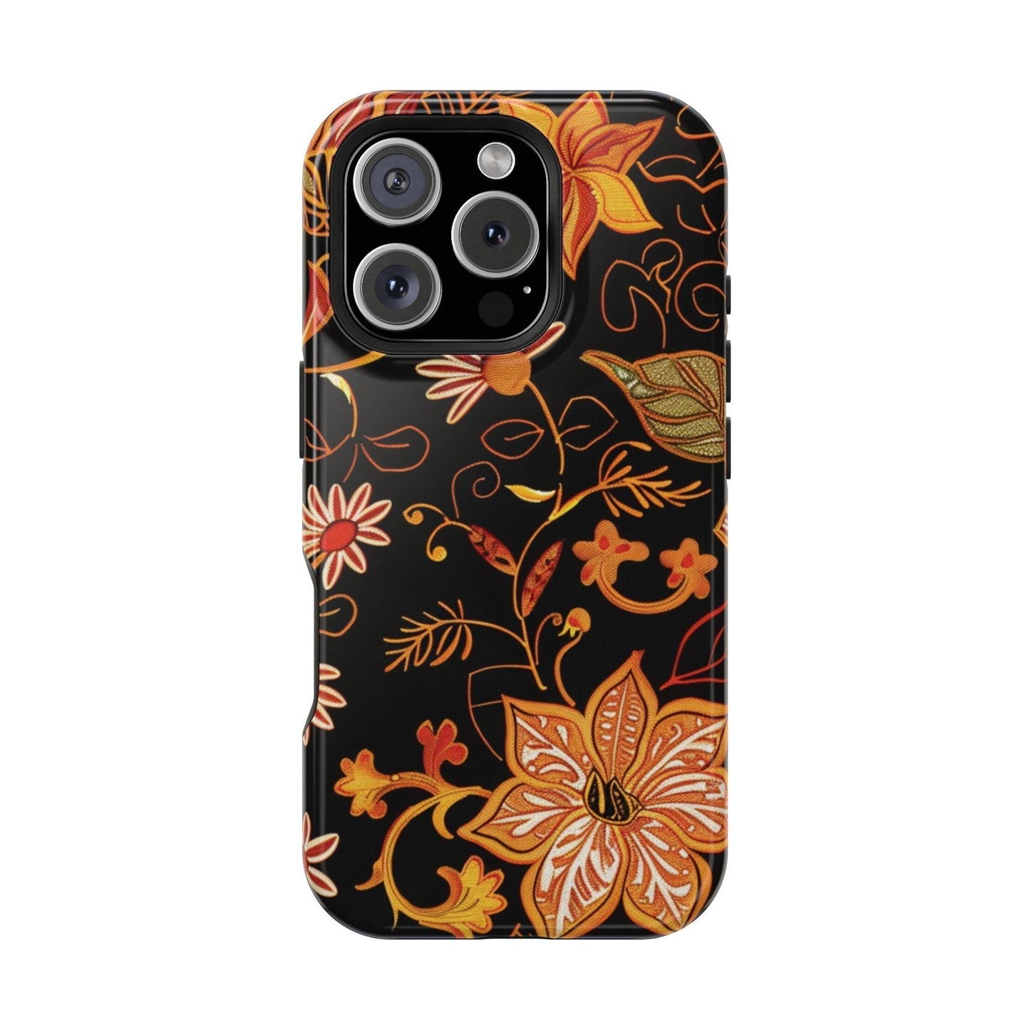 Floral Foil Magnetic Phone Case — Impact - Resistant Autumn Blooms - DIGITAL X