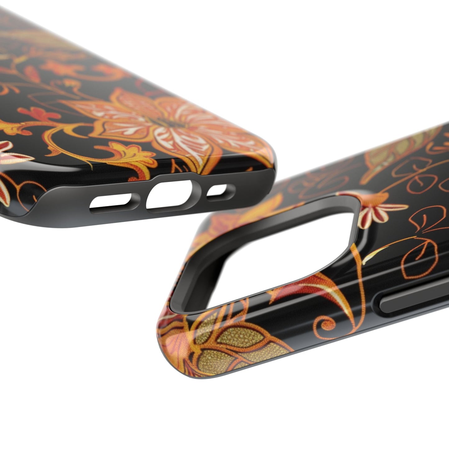 Floral Foil Magnetic Phone Case — Impact - Resistant Autumn Blooms - DIGITAL X