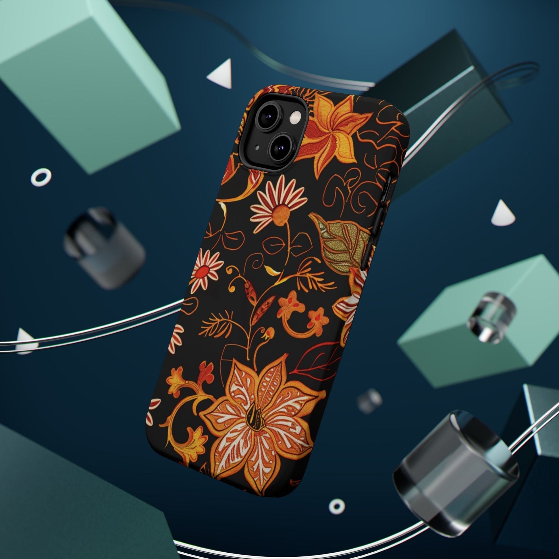 Floral Foil Magnetic Phone Case — Impact - Resistant Autumn Blooms - DIGITAL X