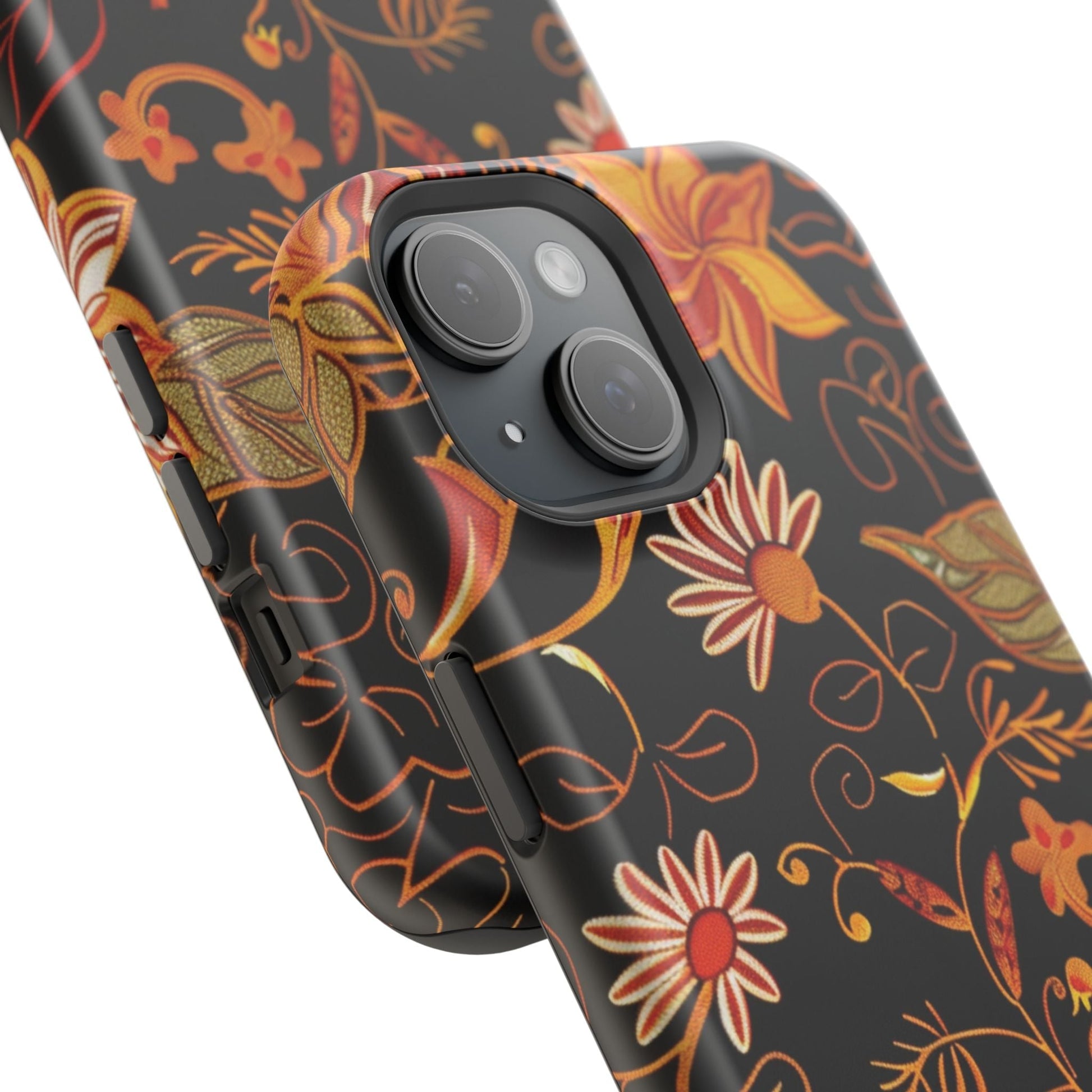 Floral Foil Magnetic Phone Case — Impact - Resistant Autumn Blooms - DIGITAL X