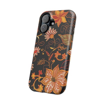 Floral Foil Magnetic Phone Case — Impact - Resistant Autumn Blooms - DIGITAL X