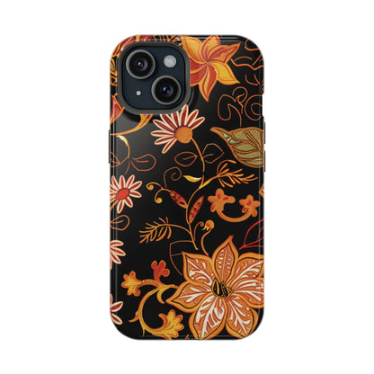 Floral Foil Magnetic Phone Case — Impact - Resistant Autumn Blooms - DIGITAL X