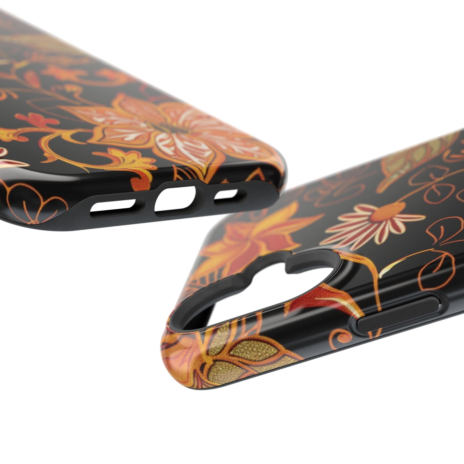 Floral Foil Magnetic Phone Case — Impact - Resistant Autumn Blooms - DIGITAL X