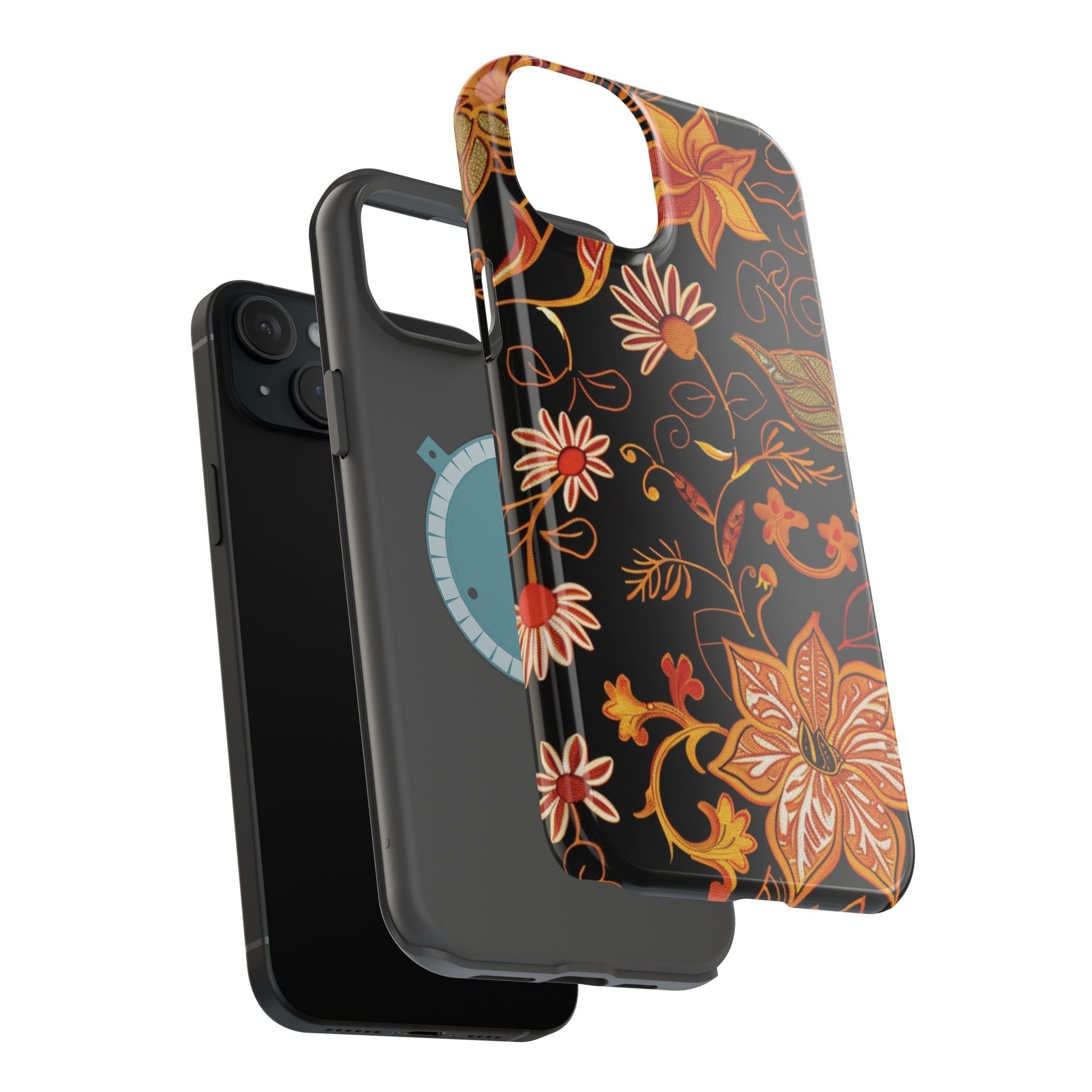 Floral Foil Magnetic Phone Case — Impact - Resistant Autumn Blooms - DIGITAL X
