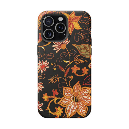 Floral Foil Magnetic Phone Case — Impact - Resistant Autumn Blooms - DIGITAL X