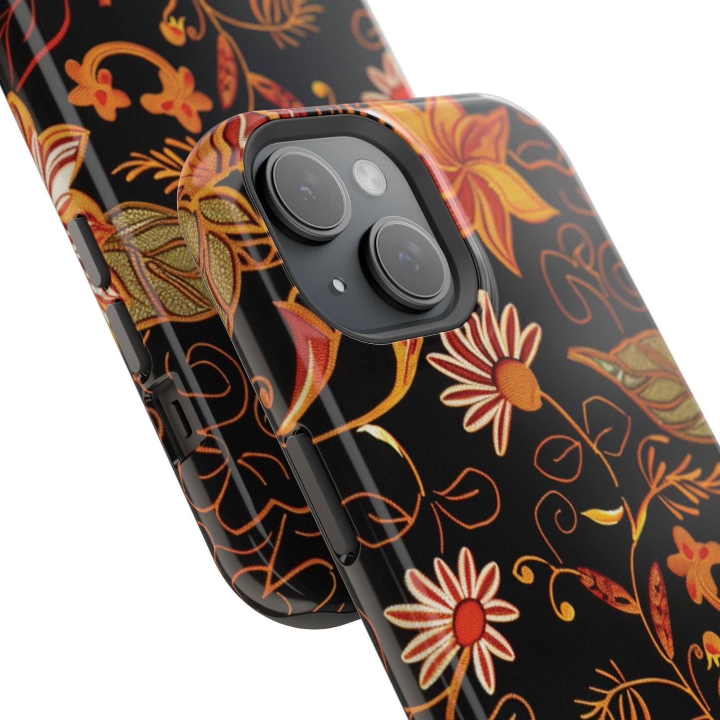 Floral Foil Magnetic Phone Case — Impact - Resistant Autumn Blooms - DIGITAL X