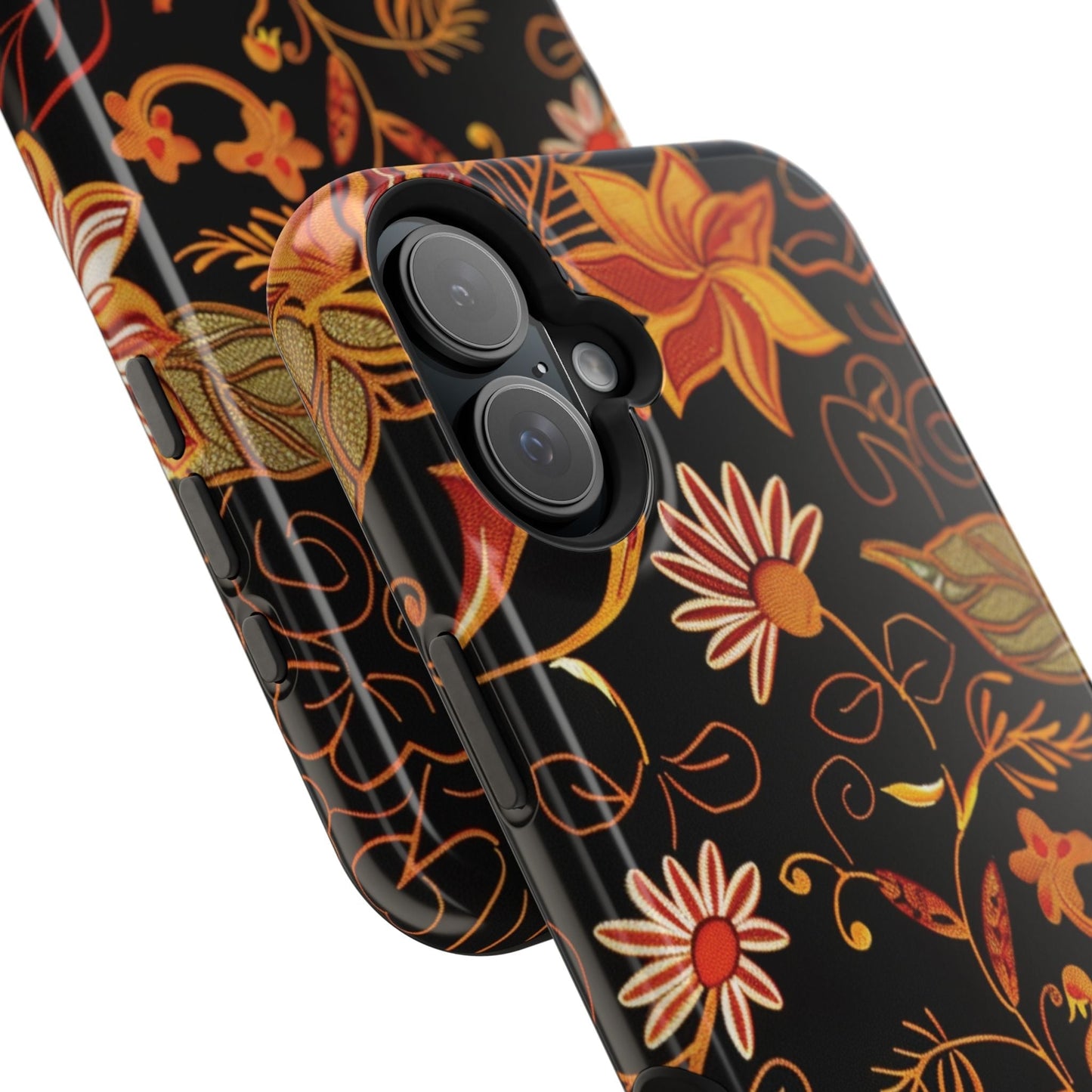 Floral Foil Magnetic Phone Case — Impact - Resistant Autumn Blooms - DIGITAL X