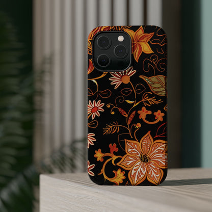 Floral Foil Magnetic Phone Case — Impact - Resistant Autumn Blooms - DIGITAL X