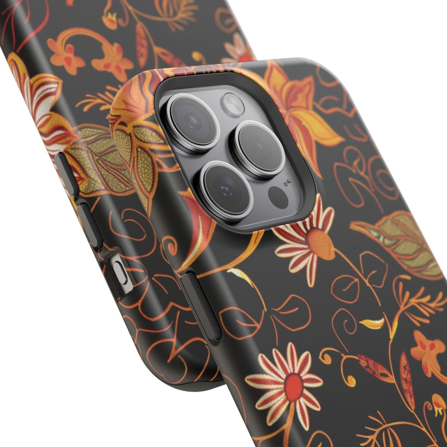 Floral Foil Magnetic Phone Case — Impact - Resistant Autumn Blooms - DIGITAL X