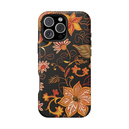 Floral Foil Magnetic Phone Case — Impact - Resistant Autumn Blooms - DIGITAL X