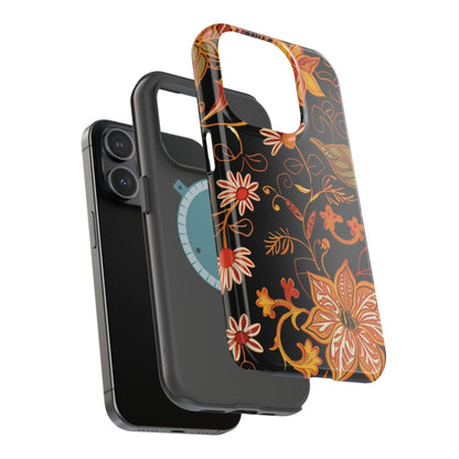 Floral Foil Magnetic Phone Case — Impact - Resistant Autumn Blooms - DIGITAL X