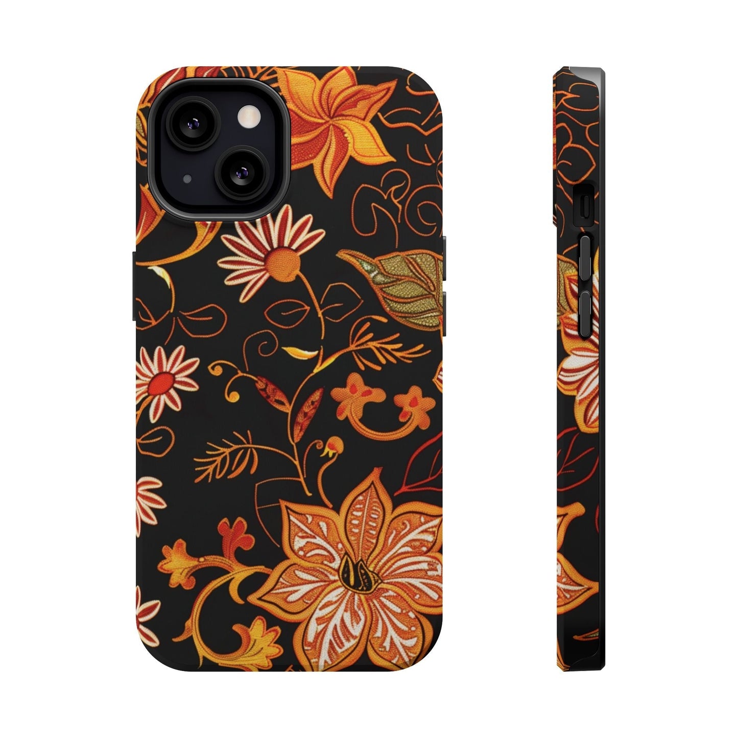 Floral Foil Magnetic Phone Case — Impact - Resistant Autumn Blooms - DIGITAL X
