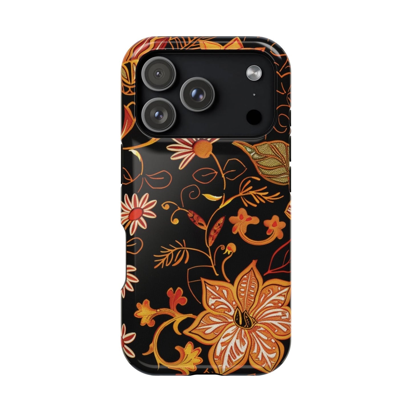 Floral Foil Magnetic Phone Case — Impact - Resistant Autumn Blooms - DIGITAL X