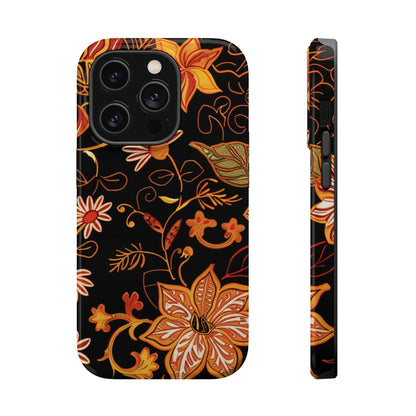 Floral Foil Magnetic Phone Case — Impact - Resistant Autumn Blooms - DIGITAL X