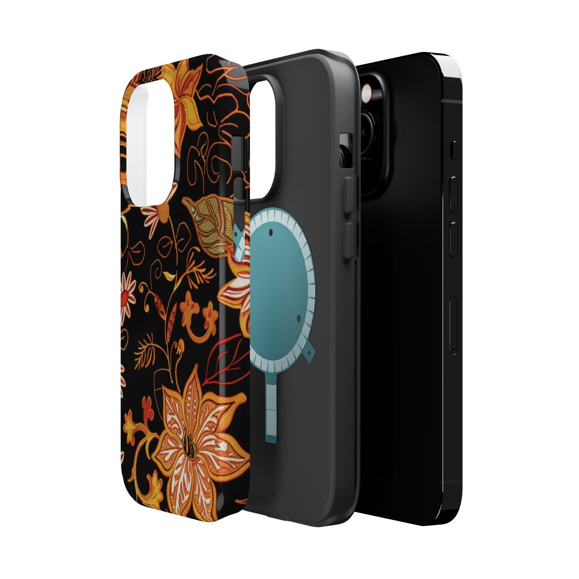 Floral Foil Magnetic Phone Case — Impact - Resistant Autumn Blooms - DIGITAL X
