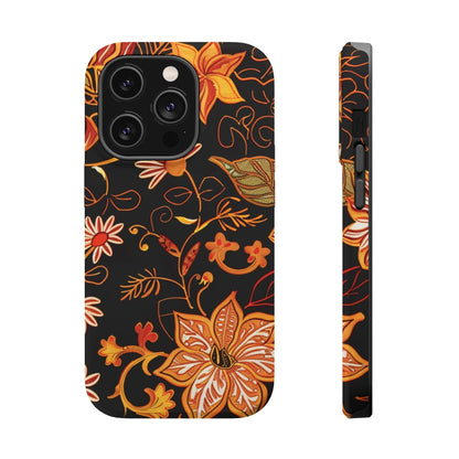 Floral Foil Magnetic Phone Case — Impact - Resistant Autumn Blooms - DIGITAL X