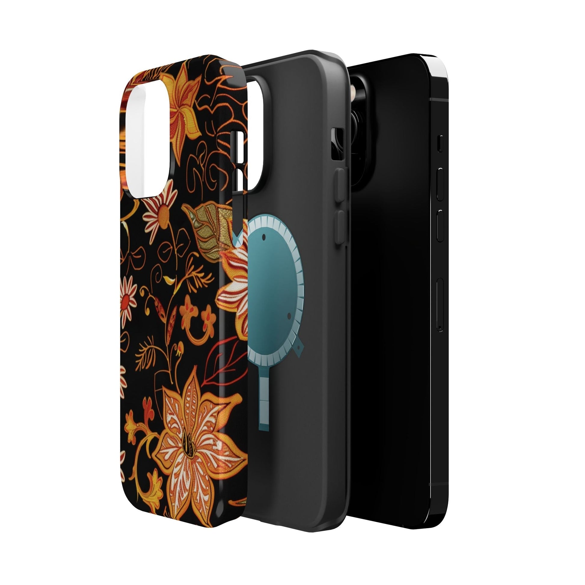 Floral Foil Magnetic Phone Case — Impact - Resistant Autumn Blooms - DIGITAL X