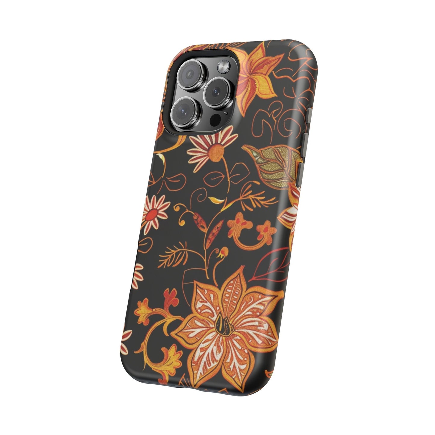 Floral Foil Magnetic Phone Case — Impact - Resistant Autumn Blooms - DIGITAL X