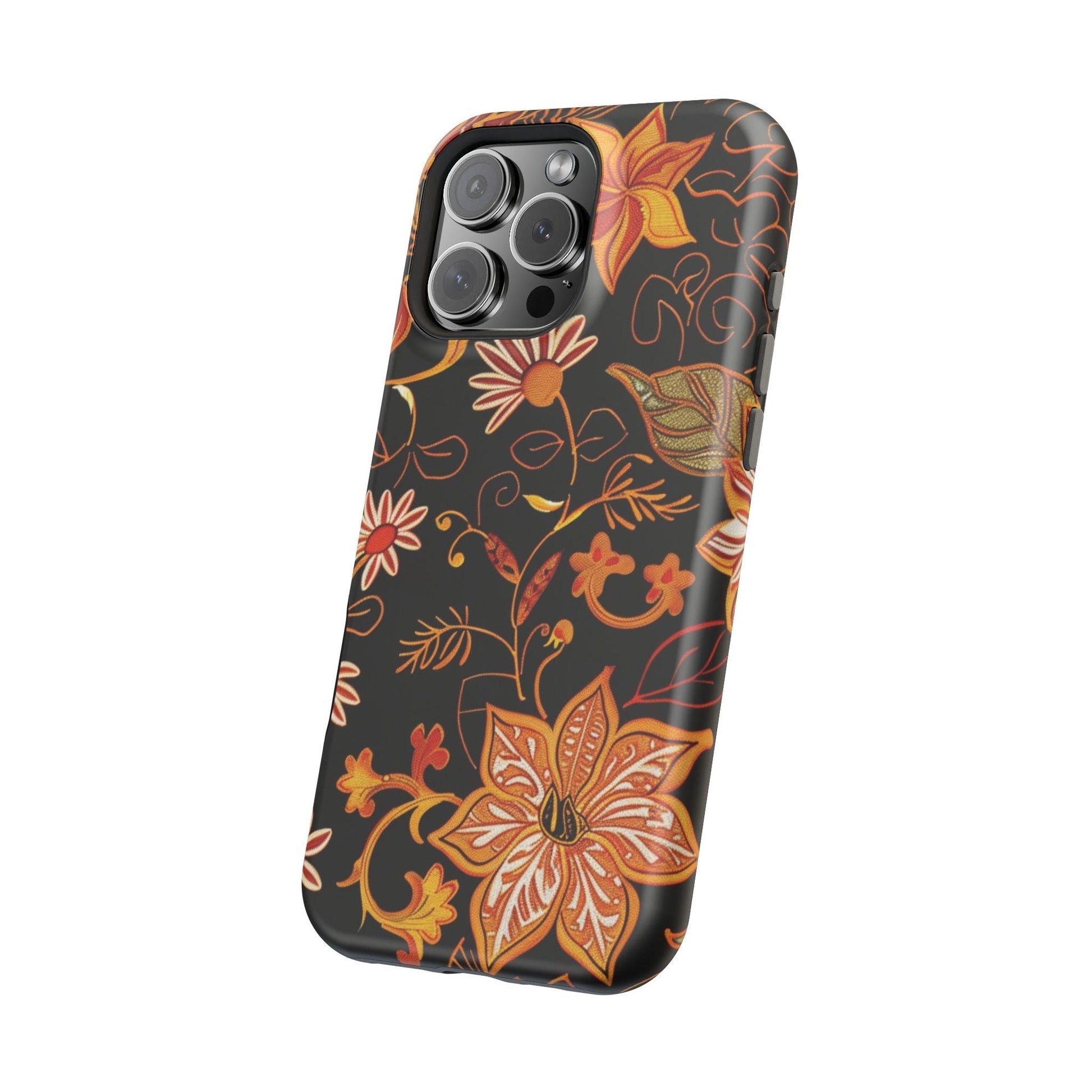 Floral Foil Magnetic Phone Case — Impact - Resistant Autumn Blooms - DIGITAL X