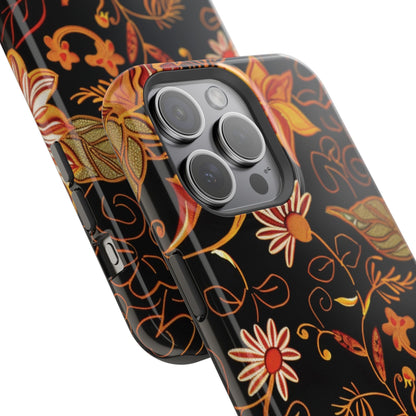 Floral Foil Magnetic Phone Case — Impact - Resistant Autumn Blooms - DIGITAL X