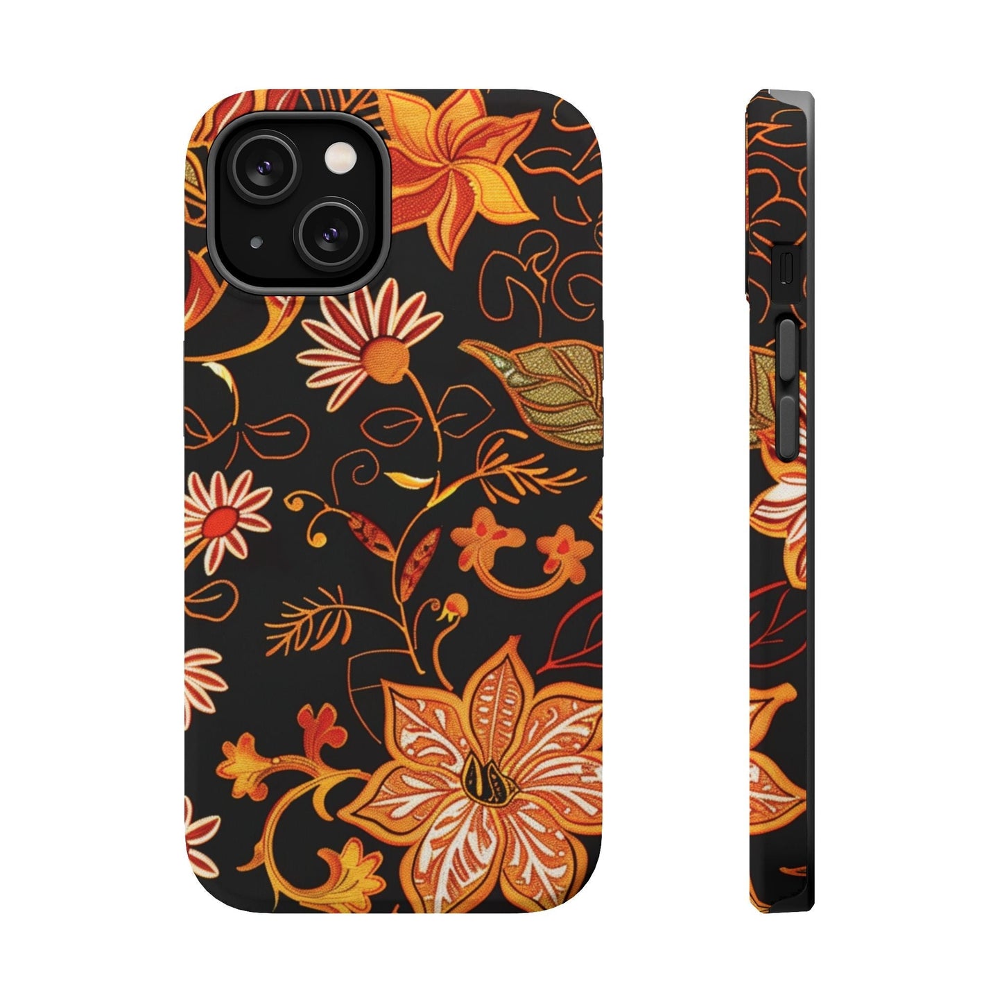 Floral Foil Magnetic Phone Case — Impact - Resistant Autumn Blooms - DIGITAL X